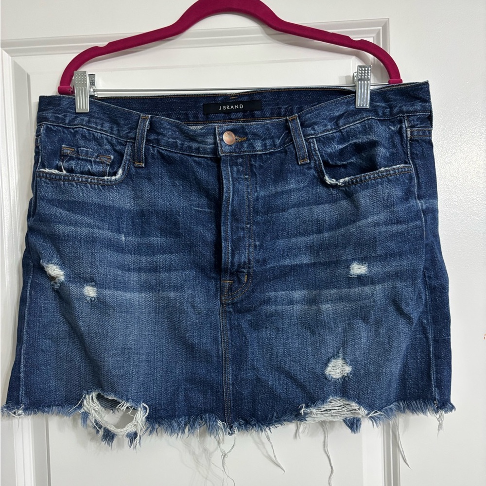 J Brand Bonny Destroyed Denim Mini Skirt